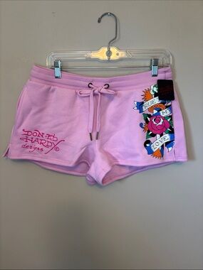 Ed Hardy Bubblegum Pink True To My Love Shorts